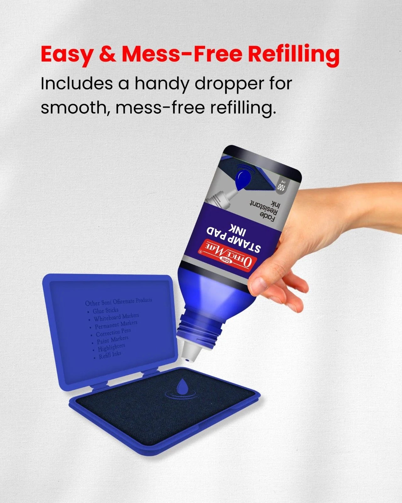 Stamp Pad Refill Ink – 100 ml, Long-Lasting Impressions, Quick-Drying Ink for Any Project