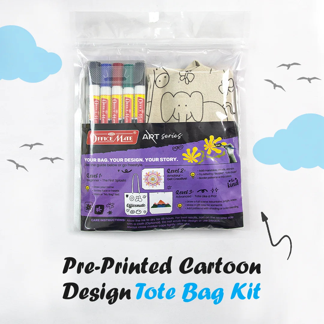 DIY Tote Bag Kit, DIY Art & Craft Kit for Kids, Students & Adults, Safe, Washable & Fun for Home, School, or Gifting