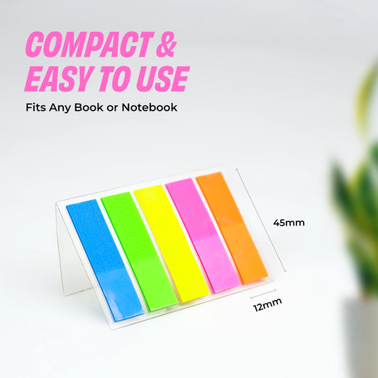 Transparent Sticky Notes (12mm X 45mm X 20 Sheets X 5 Colors), Bookmarks, Text Highlighter