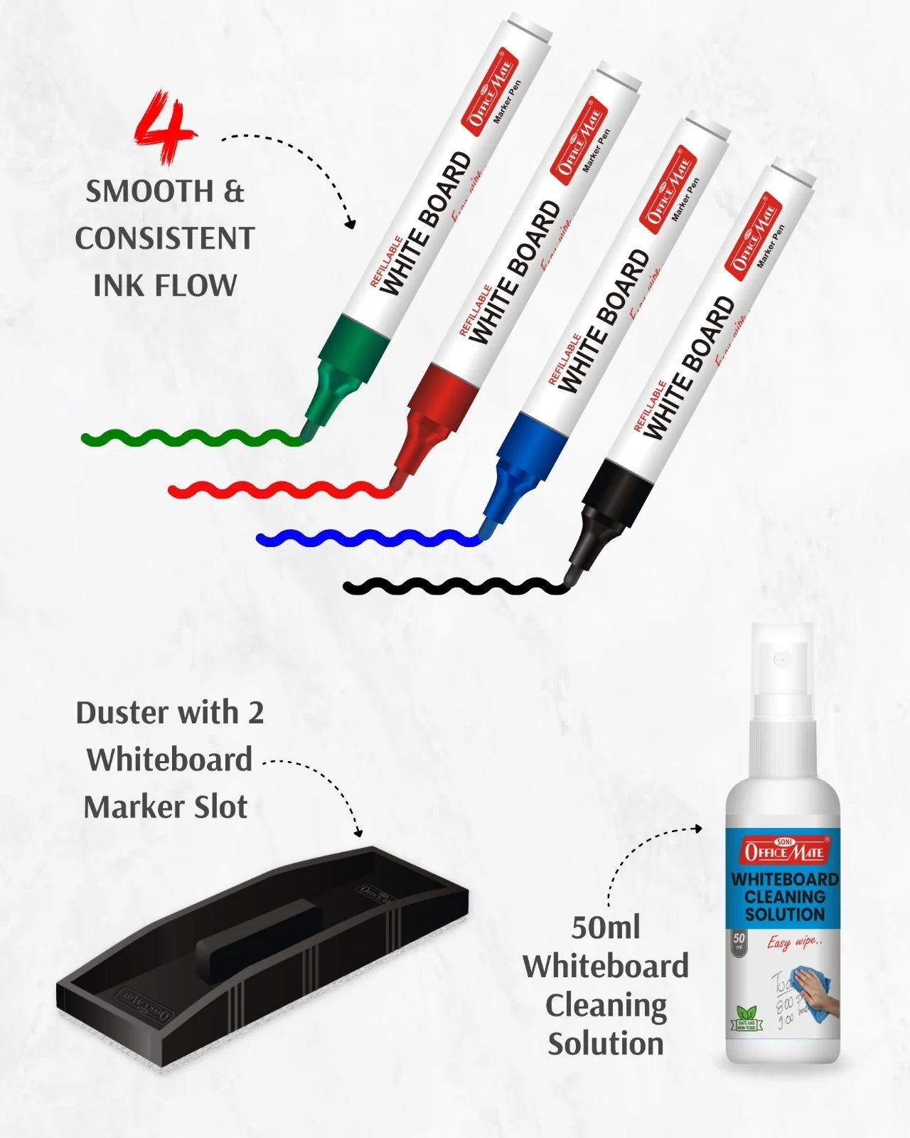 Whiteboard Marker Starter Kit, Clean & Bold Writing, Easy Maintenance