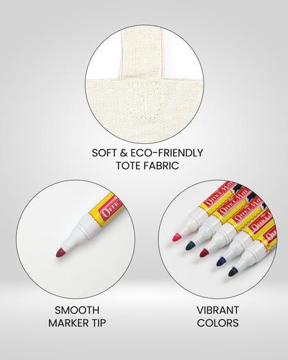 DIY Tote Bag Kit, DIY Art & Craft Kit for Kids, Students & Adults, Safe, Washable & Fun for Home, School, or Gifting