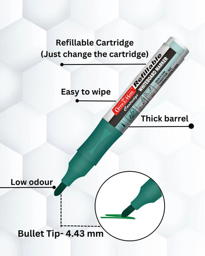 Whiteboard Markers with Refillable Cartridges (Pack of 4) – Eco-Friendly, Lasts Longer