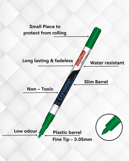 Fine Tip Ceramic Marker Set (10pcs) – Ideal for Ceramic Art, Smudge proof Ink  