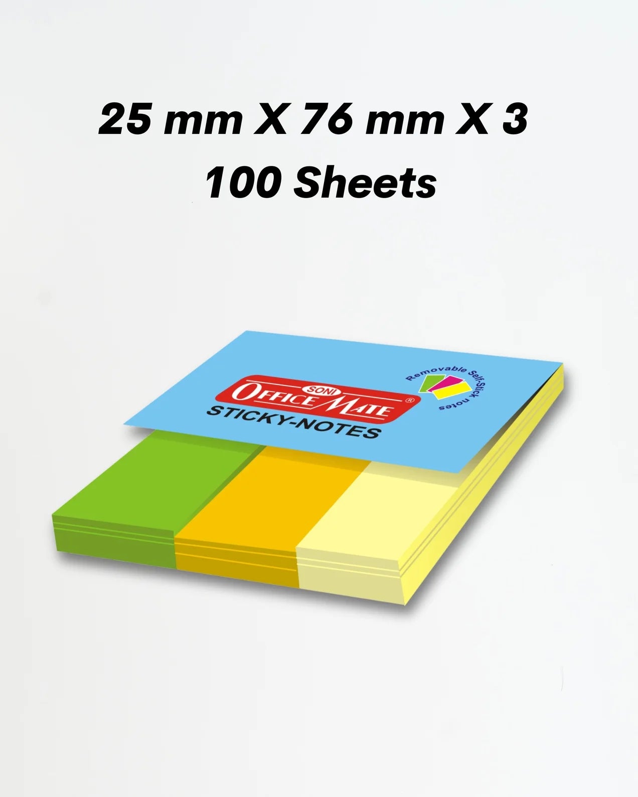 Fluorescent Sticky Note Pads – 100 Sheets (25mm x 76mm x 3), Bookmarks, Text Highlighter