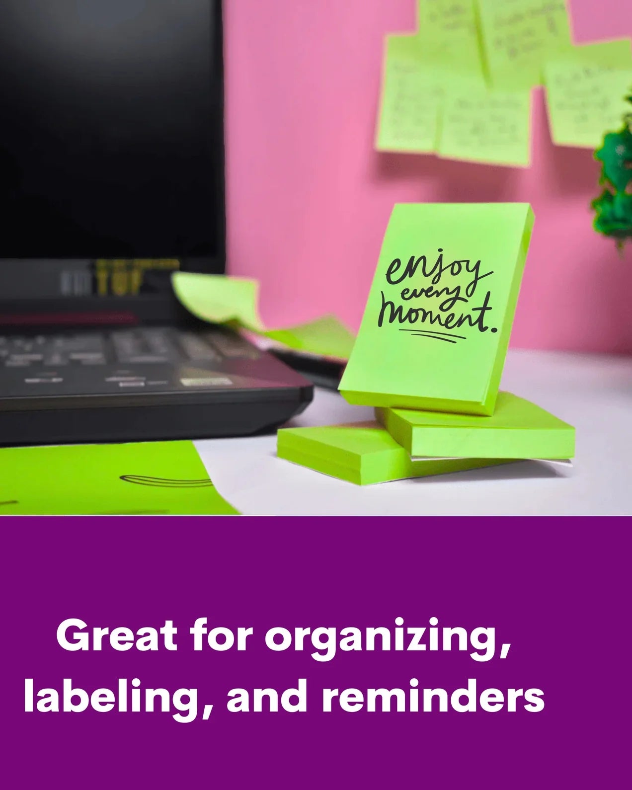 Fluorescent Sticky Note Pads – 100 Sheets (50 X 76), Bookmarks, Text Highlighter