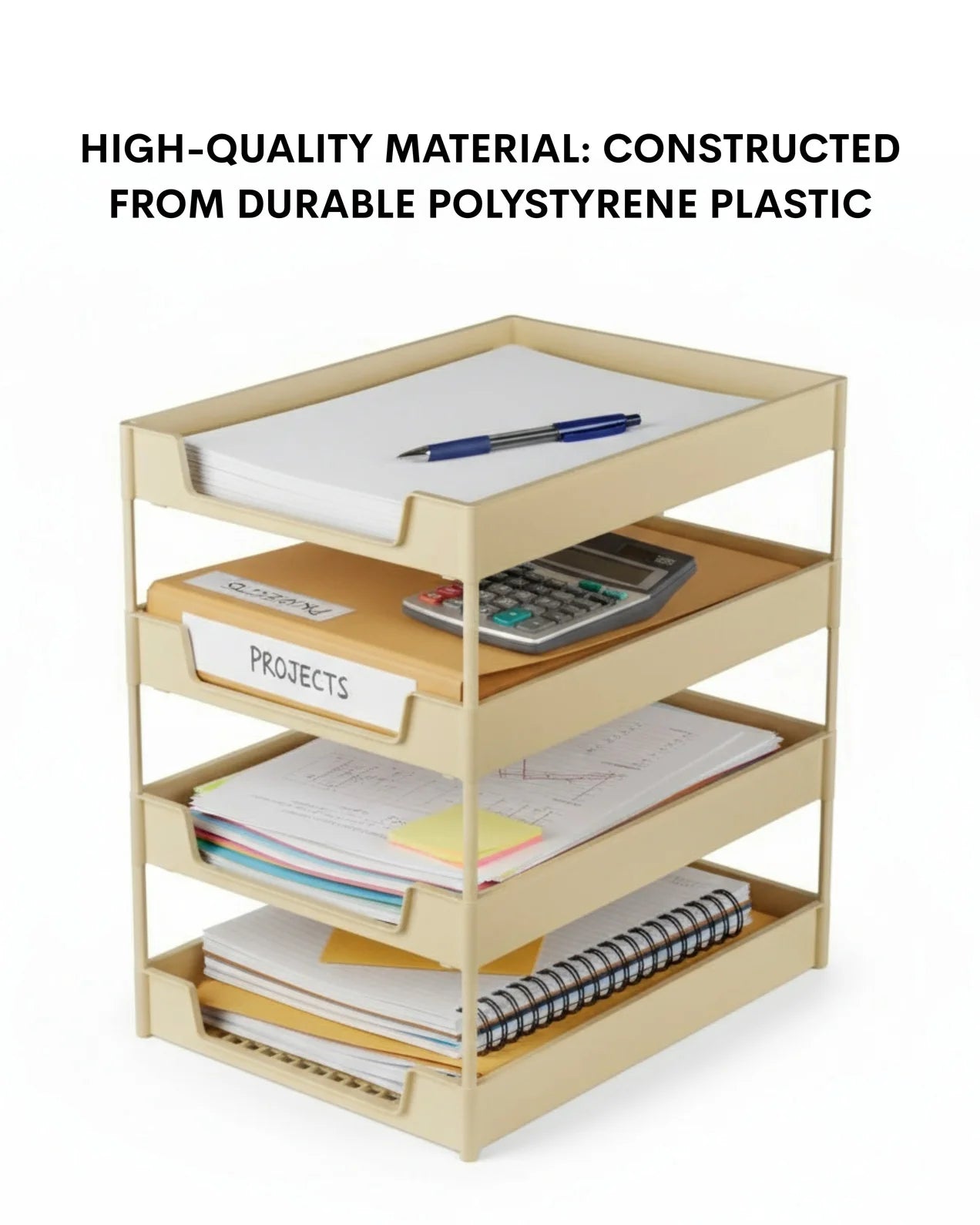 Four Compartment Office Tray – Compact Design, Lightweight, Versatile Use