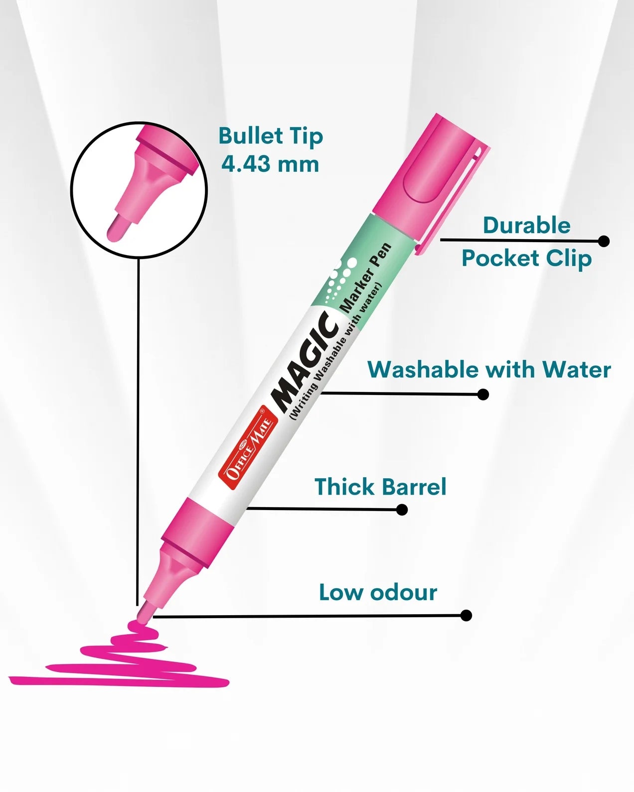 Magic Marker Pen (4pcs), Water-Washable, Bright Colours, Eco-Friendly