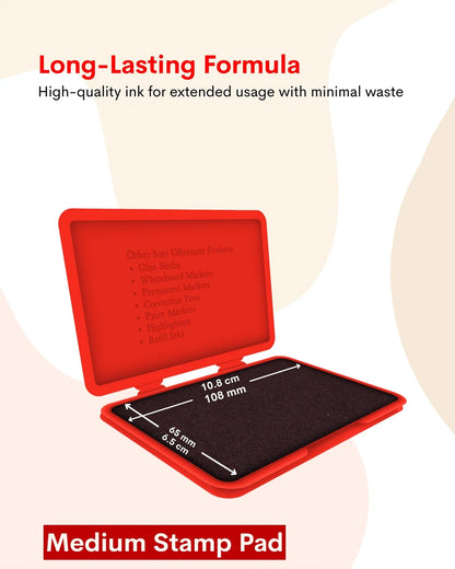 Stamp Pad – Red, Long-Lasting Impressions, Quick-Drying Ink for Any Project