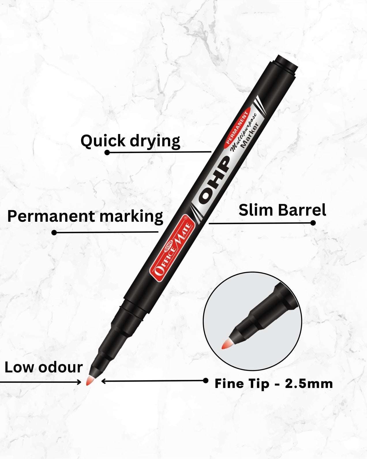 Permanent OHP Markers (4pcs) Quick Drying, Water Resistant
