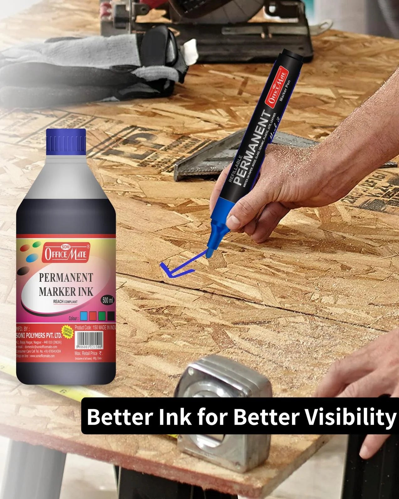 Permanent Marker Refill Ink - 500ml (1pcs) Quick-Drying, Vibrant Colors