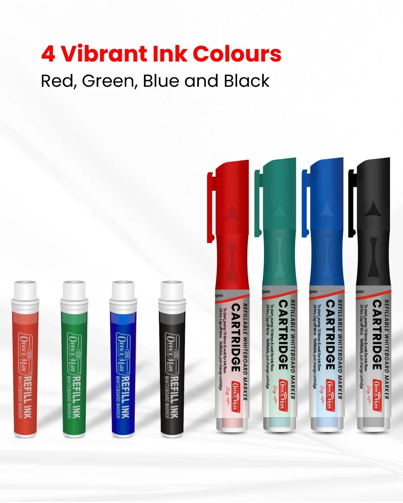 Refillable Cartridge for Whiteboard Marker (12pcs) Eco-Friendly, Replaceable Ink Cartridges for Long-Lasting Use