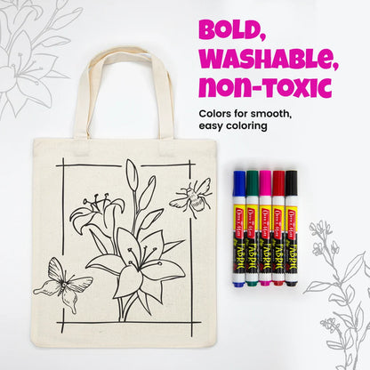 DIY Tote Bag Kit, DIY Art & Craft Kit for Kids, Students & Adults, Safe, Washable & Fun for Home, School, or Gifting