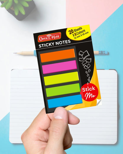 Transparent Sticky Notes (12mm X 45mm X 20 Sheets X 5 Colors), Bookmarks, Text Highlighter