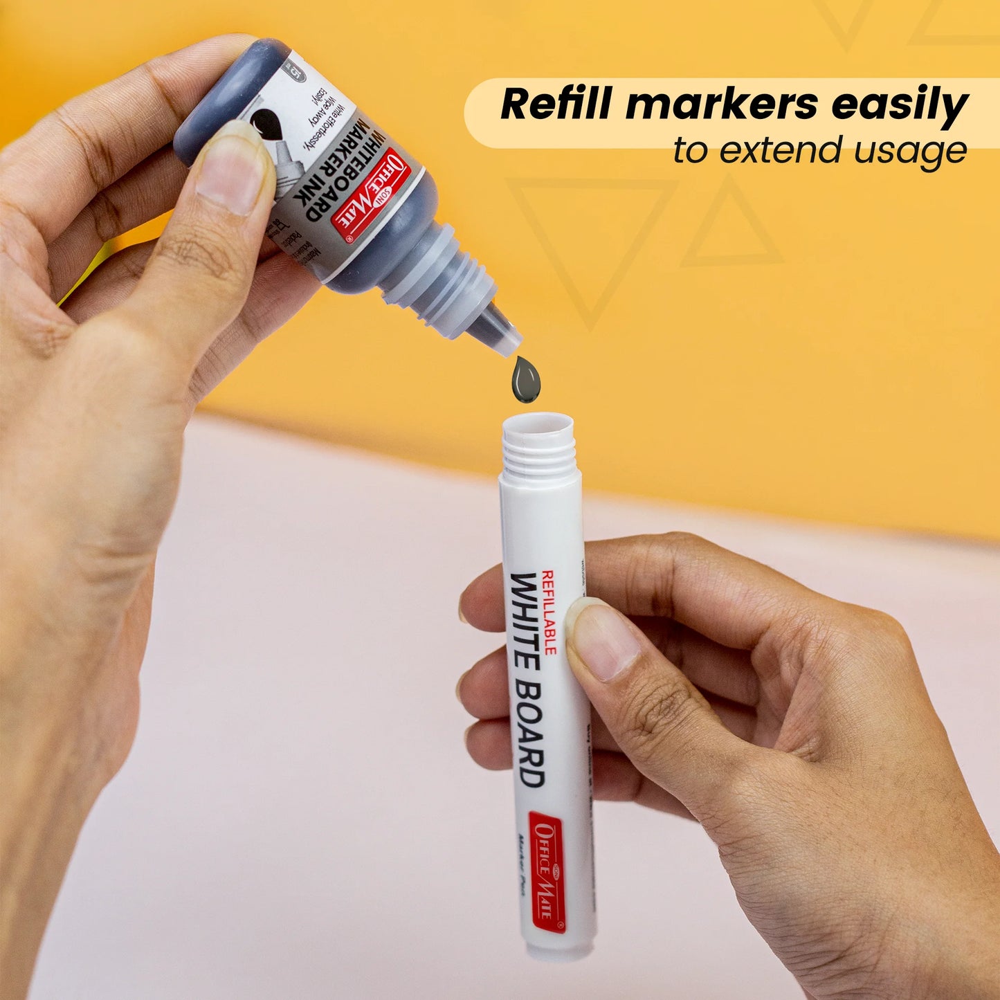 Whiteboard Cleaning Combo – 2 Refillable Markers, 15ml Ink & 2-Slot Duster, Easy Writing & Effortless Erasing for Office & School