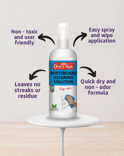 Whiteboard Cleaning Solution (250ml) (6pcs), Spotless Wipes, Eco-Friendly