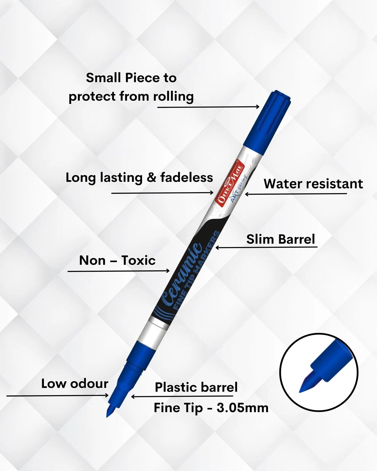 Fine Tip Ceramic Marker Set (10pcs) – Ideal for Ceramic Art, Smudge proof Ink  