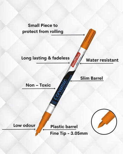 Fine Tip Ceramic Marker Set (10pcs) – Ideal for Ceramic Art, Smudge proof Ink  