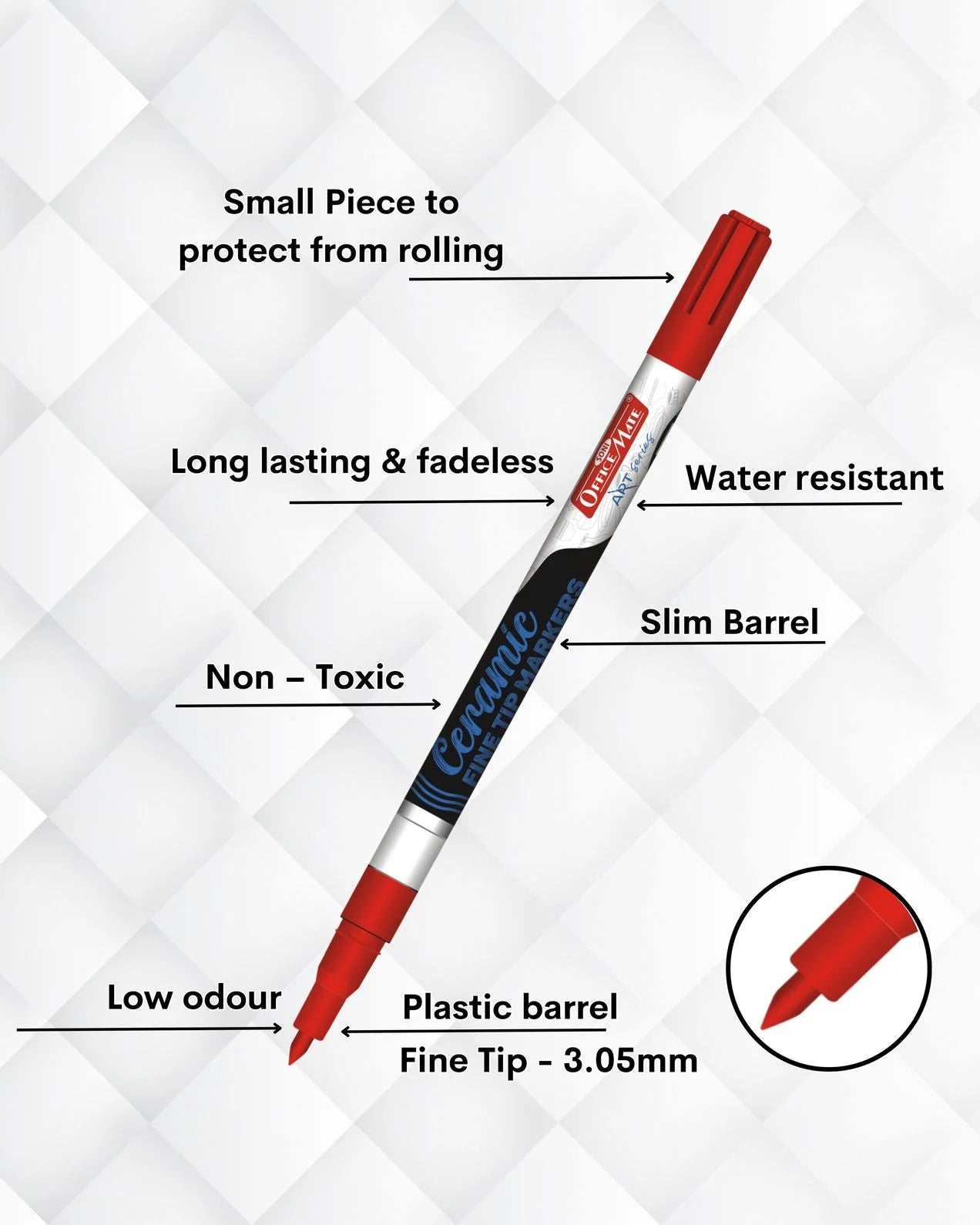 Fine Tip Ceramic Marker Set (10pcs) – Ideal for Ceramic Art, Smudge proof Ink  