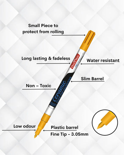 Fine Tip Ceramic Marker Set (10pcs) – Ideal for Ceramic Art, Smudge proof Ink  