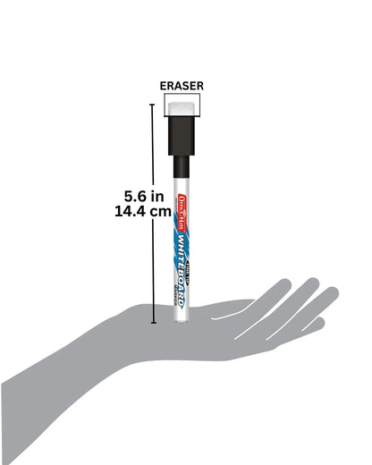 Fine Tip Whiteboard Marker with Duster (10pcs), Extra Precision, Bright Colours, Easy Wipe