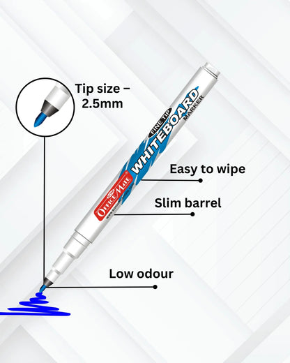 Fine Tip Whiteboard Marker (10 pcs), Extra Precision, Bright Colours, Easy Wipe