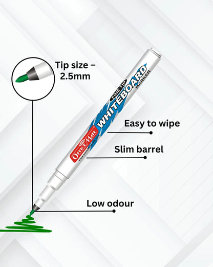 Fine Tip Whiteboard Marker (10 pcs), Extra Precision, Bright Colours, Easy Wipe