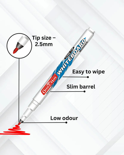 Fine Tip Whiteboard Marker, Assorted Colour (Pack of 4) – Extra Precision, Bright Colours, Easy Wipe