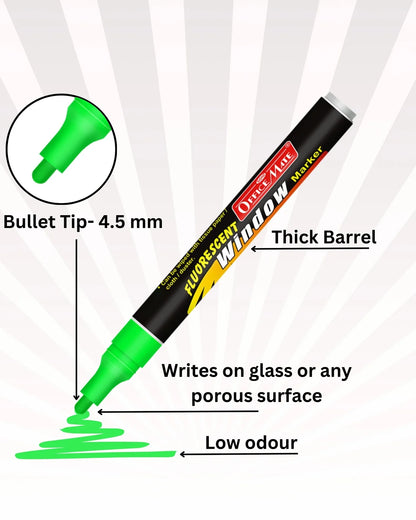 Fluorescent Window Markers / Chalk Markers (10 Pcs) Bright, Bold, Easy Erase