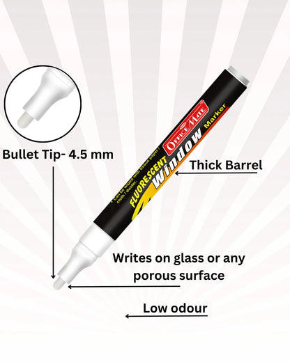 Fluorescent Window Markers / Chalk Markers (10 Pcs) Bright, Bold, Easy Erase