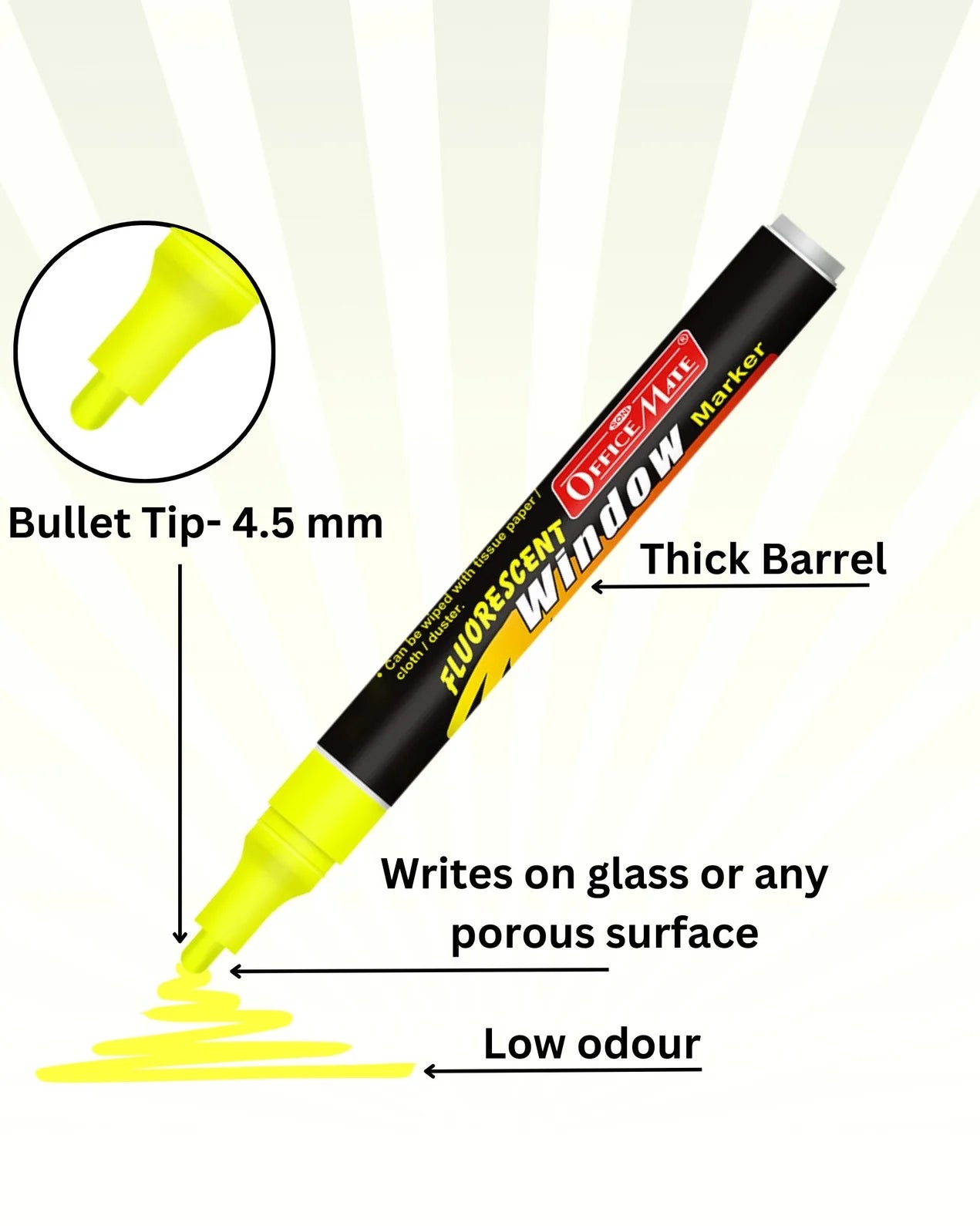 Fluorescent Window Markers / Chalk Markers (10 Pcs) Bright, Bold, Easy Erase