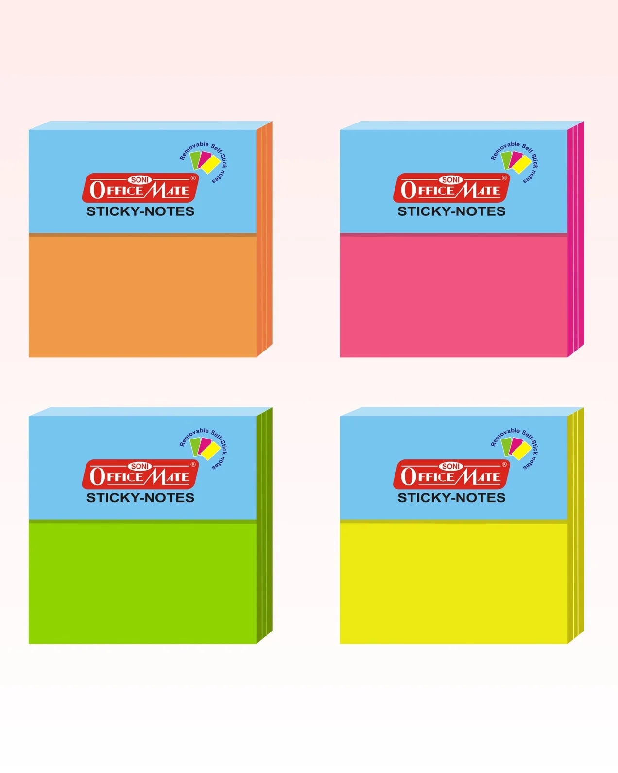 Fluorescent Sticky Note Pads – 100 Sheets (76 x 76), Effective Note-Taking & Organizing