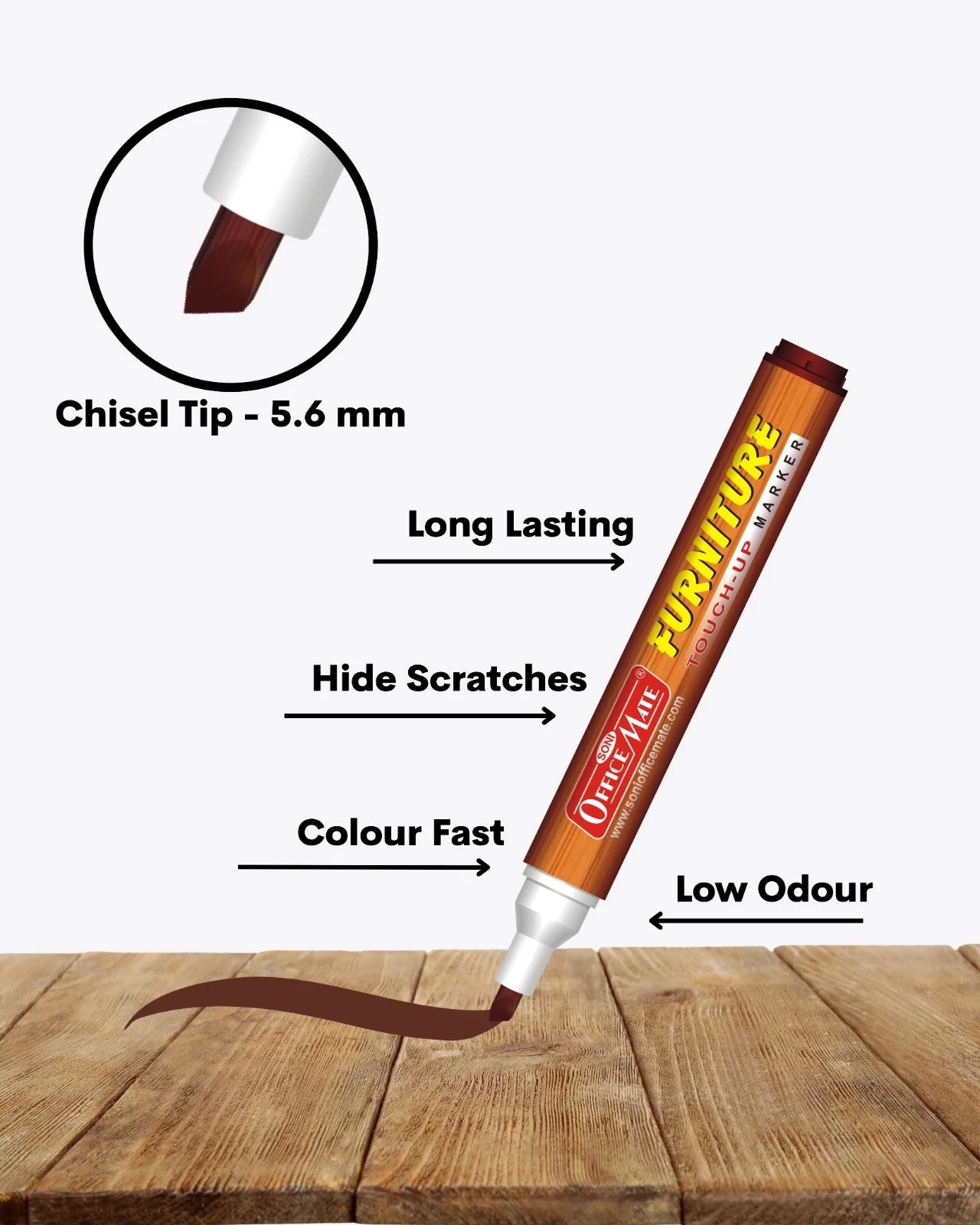Furniture Markers (5pcs) – Precision Touch-Ups, Rich Wood Tone Colours
