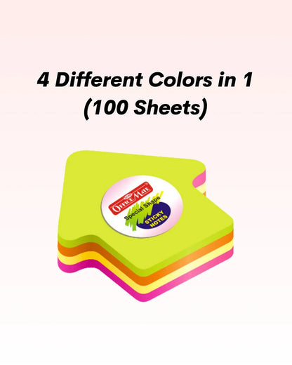 Multi-Shape Fluorescent Sticky Notes – 100 Sheets, Bright and Colourful Designs, Effective Note-Taking & Organizing