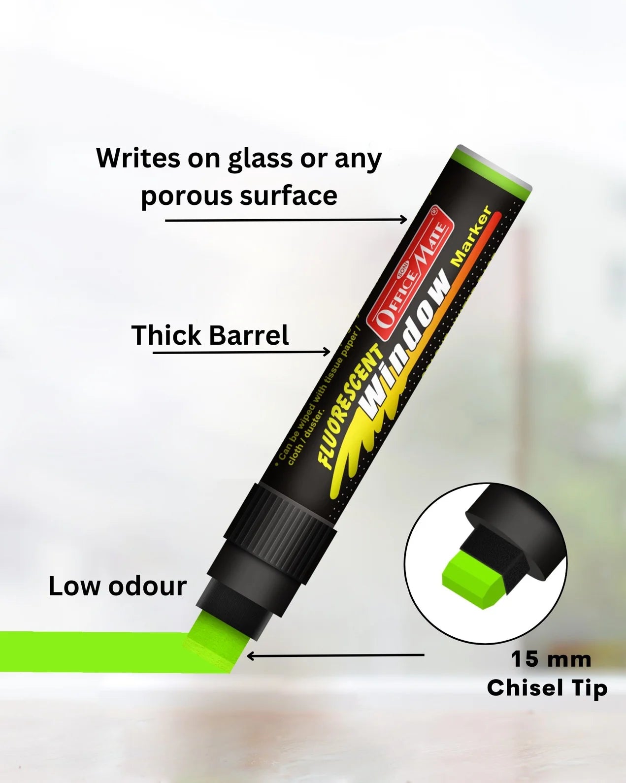 Jumbo Fluorescent Window/Chalk Marker (1pcs) Bold, Bright, Easy Erase