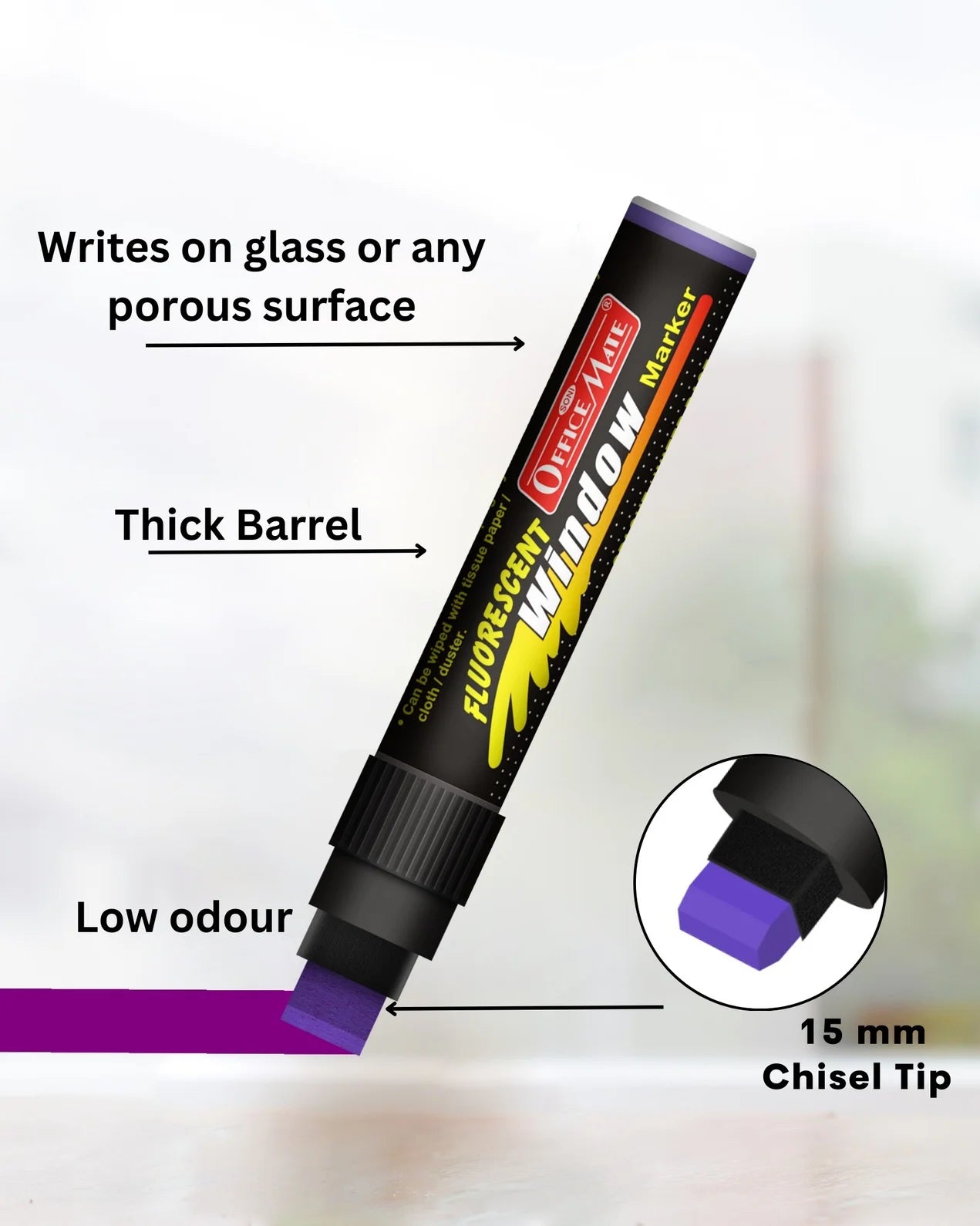 Jumbo Fluorescent Window/Chalk Marker (1pcs) Bold, Bright, Easy Erase