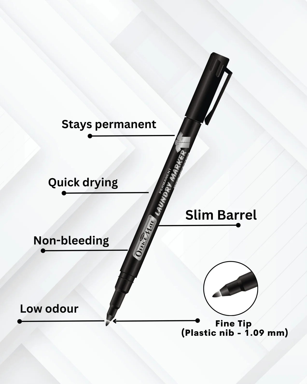 Fine Tip Laundry Markers (10pcs) – Permanent Ink, Non-Toxic, Fade-Resistant