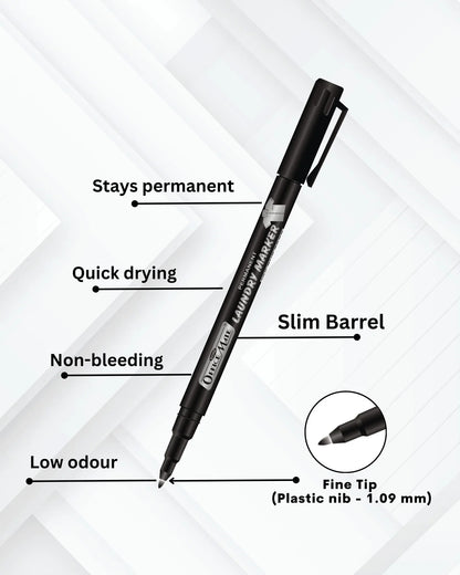 Fine Tip Laundry Markers (10pcs) – Permanent Ink, Non-Toxic, Fade-Resistant