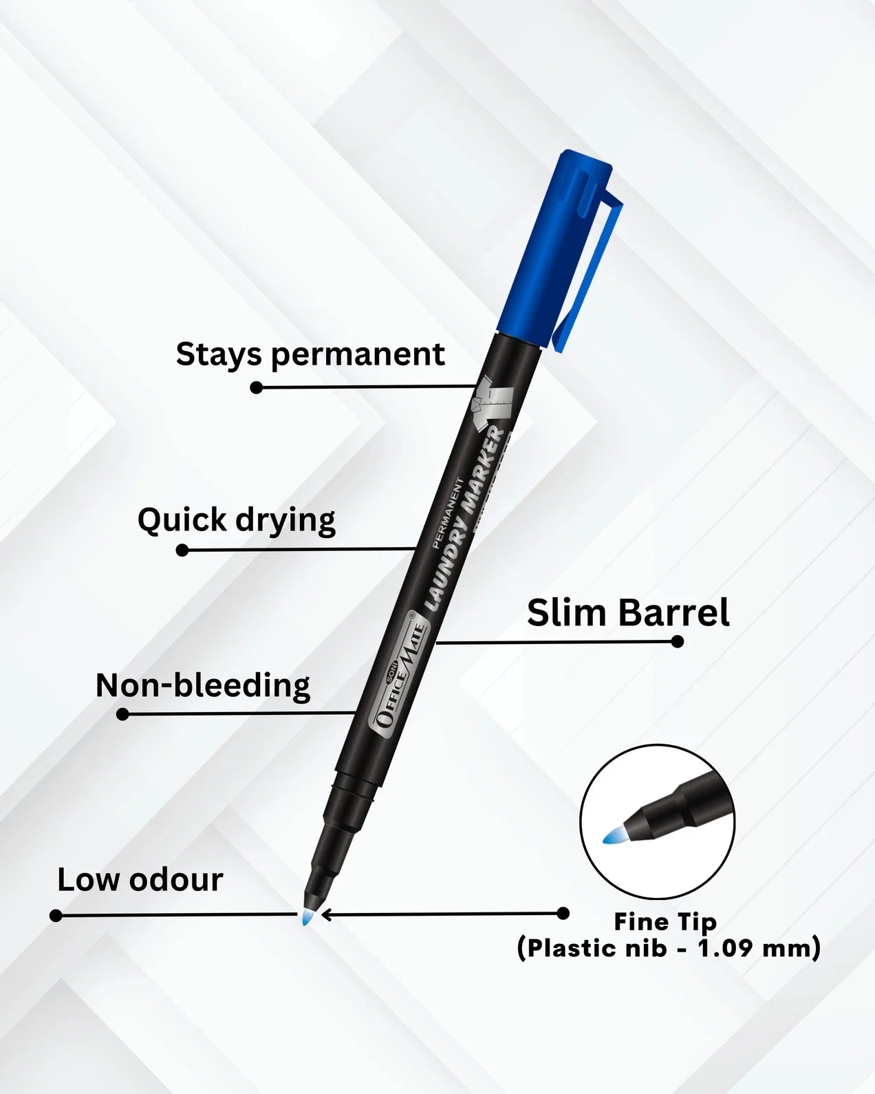 Fine Tip Laundry Markers (10pcs) – Permanent Ink, Non-Toxic, Fade-Resistant