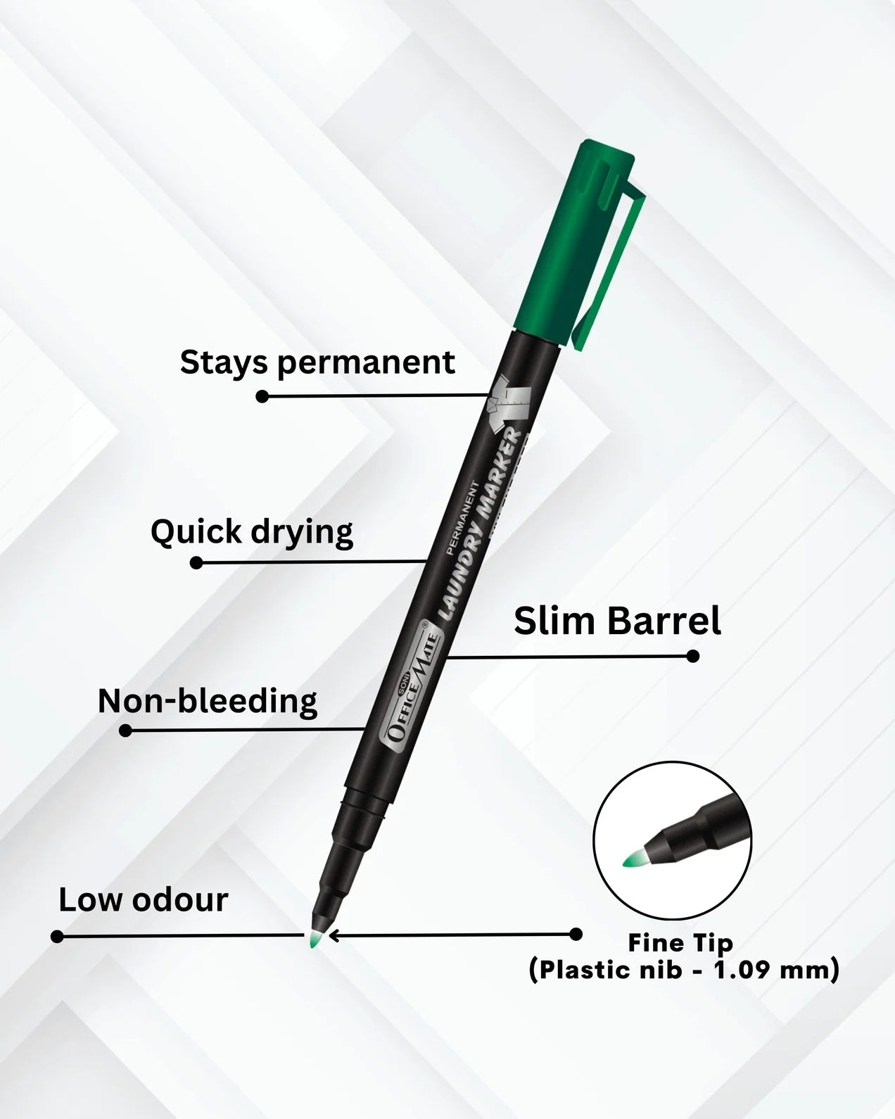 Fine Tip Laundry Markers (10pcs) – Permanent Ink, Non-Toxic, Fade-Resistant