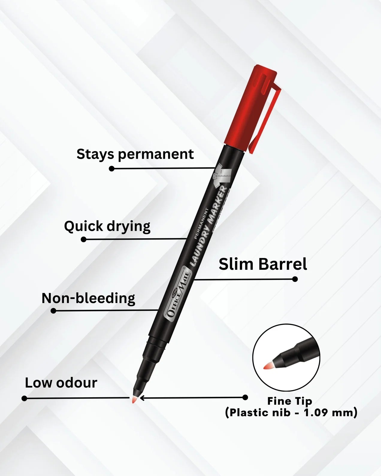 Fine Tip Laundry Markers (10pcs) – Permanent Ink, Non-Toxic, Fade-Resistant