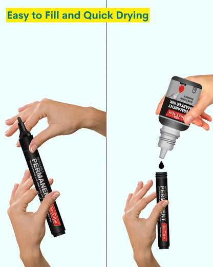 Permanent Combo (4 Permanent Markers + 4 Permanent Markers Inks) Versatile Use, Quick-Drying, Multi-Surface Markers