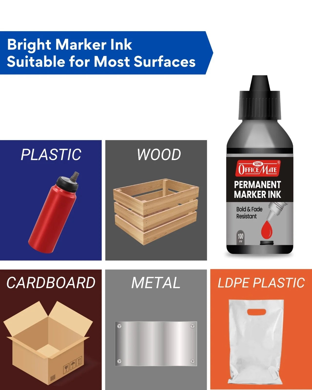 Permanent Marker Refill Ink - 100ml, Quick-Drying, Vibrant Colors