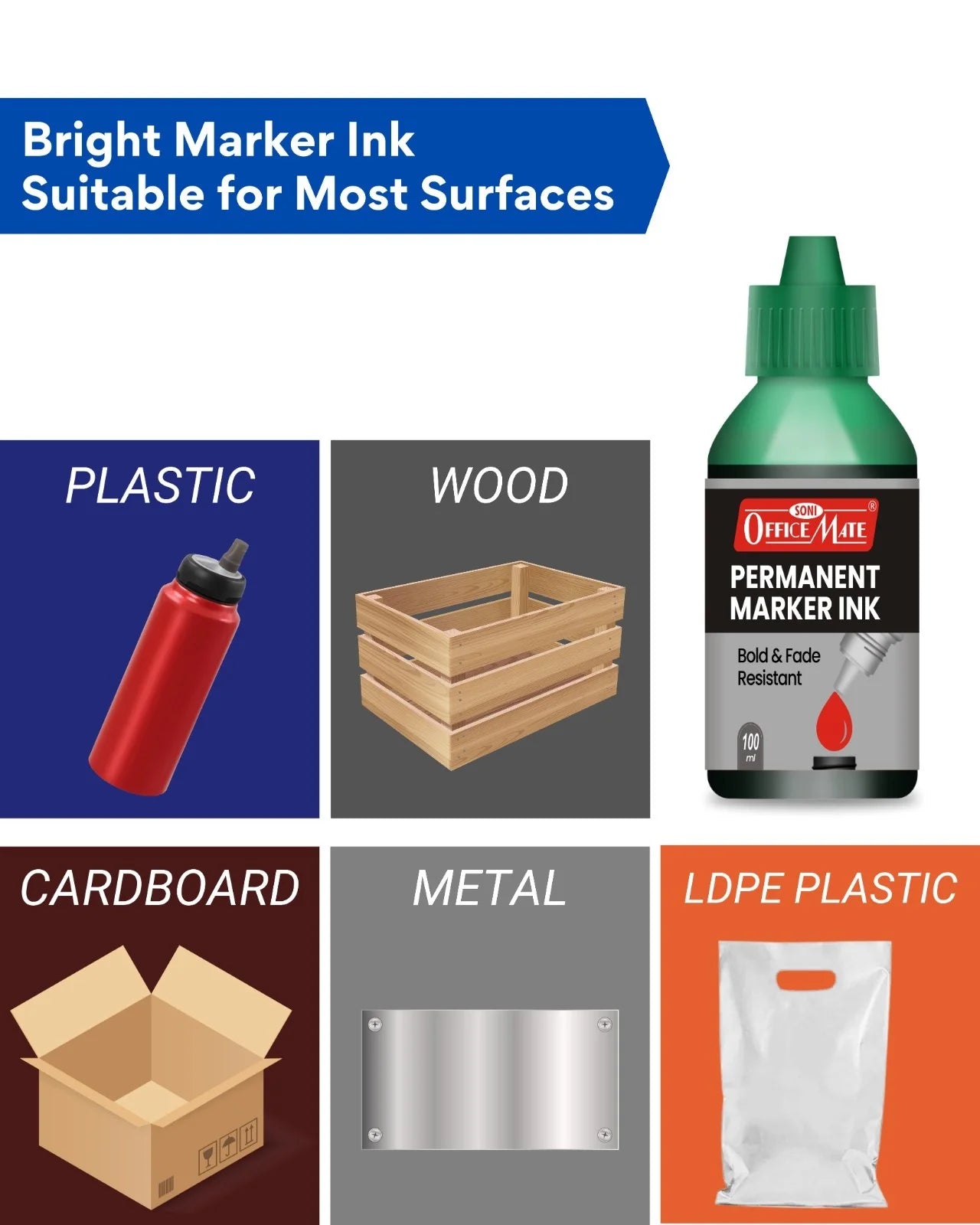 Permanent Marker Refill Ink - 100ml, Quick-Drying, Vibrant Colors