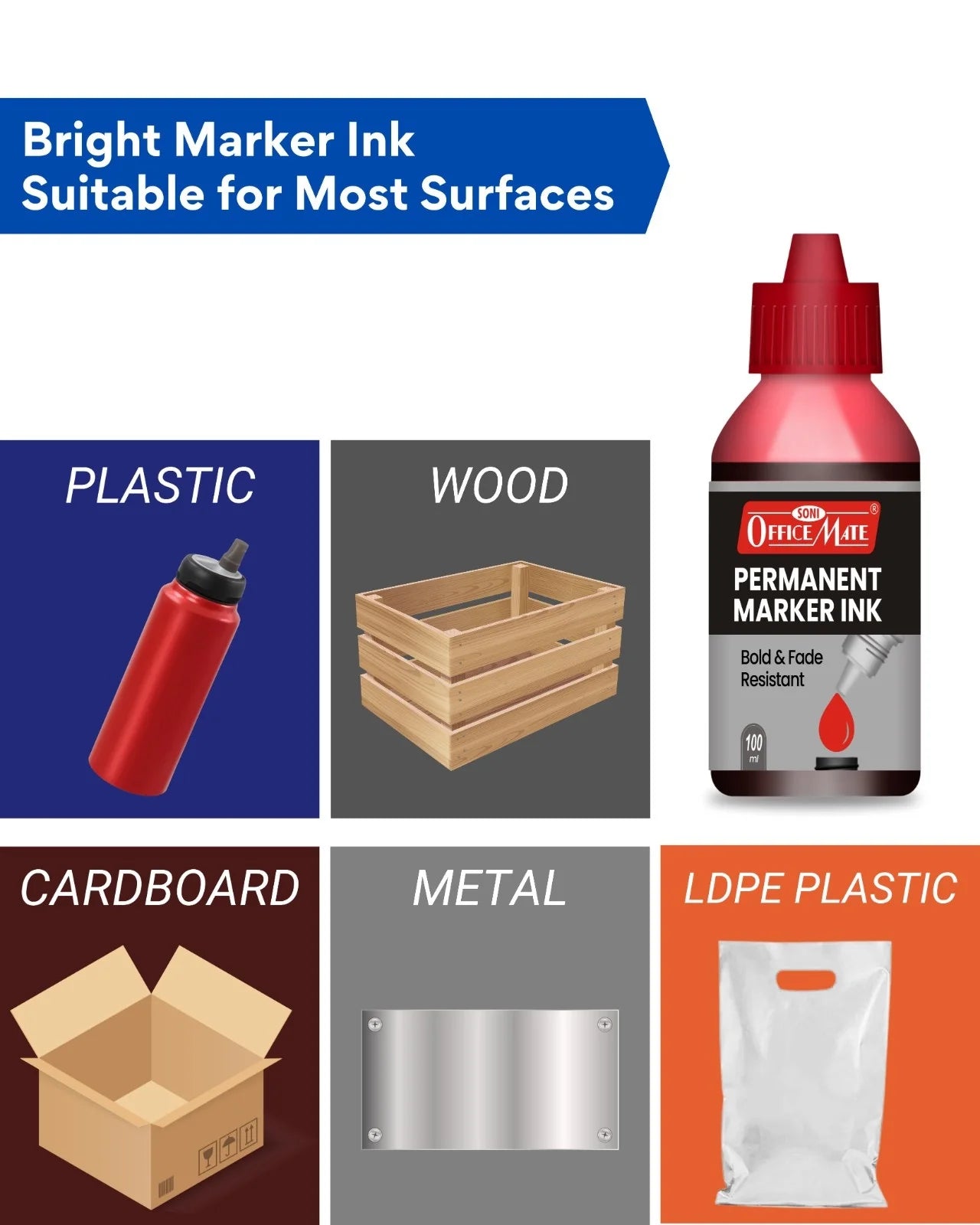 Permanent Marker Refill Ink - 100ml, Quick-Drying, Vibrant Colors