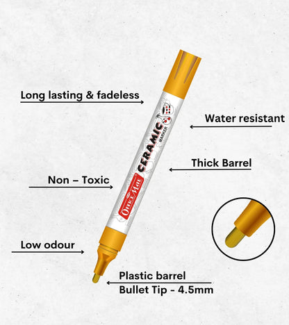 Ceramic Marker (10pcs) – Ideal for Ceramic Art, Smudge proof Ink