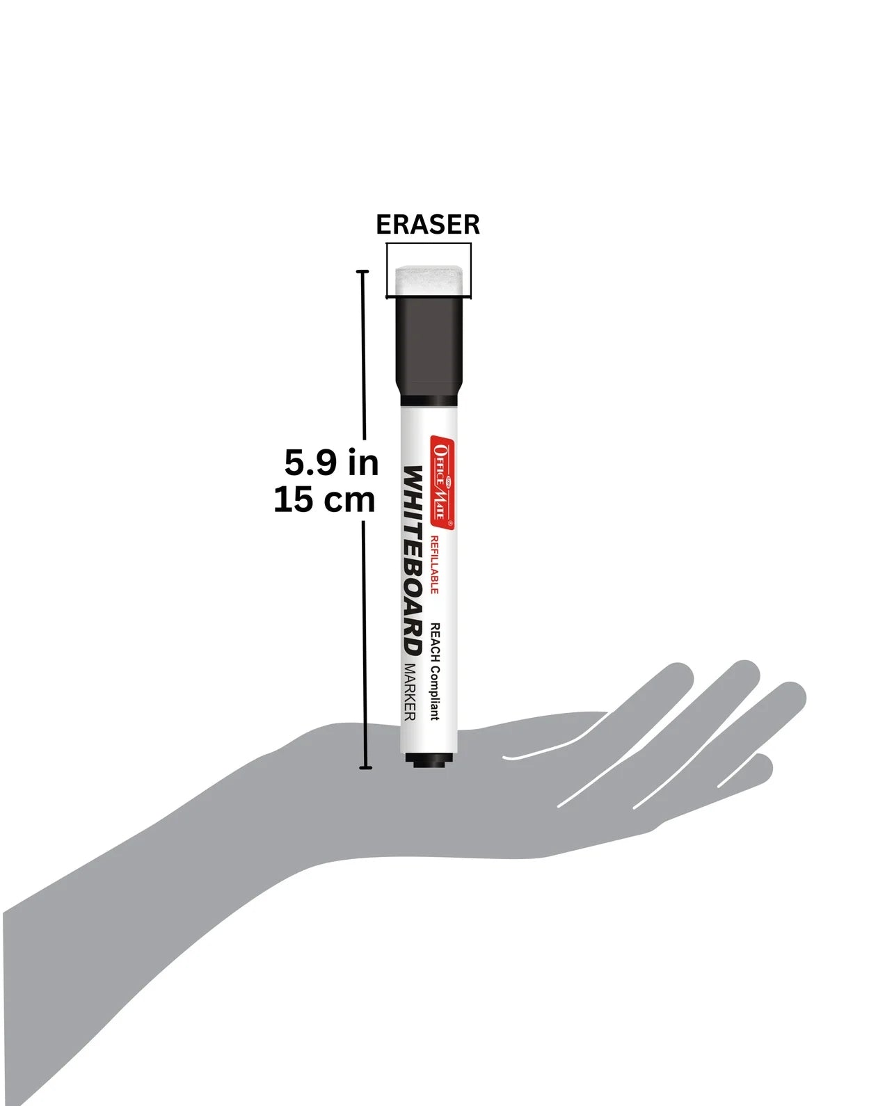 Regular Whiteboard Marker with Duster on cap ( 10 pcs ), Vibrant Colours, Eco-friendly, Easy Wipe