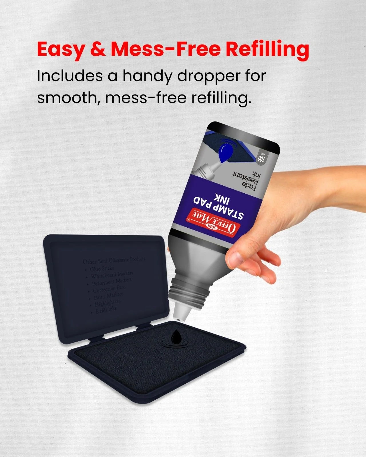 Stamp Pad Refill Ink – 100 ml, Long-Lasting Impressions, Quick-Drying Ink for Any Project