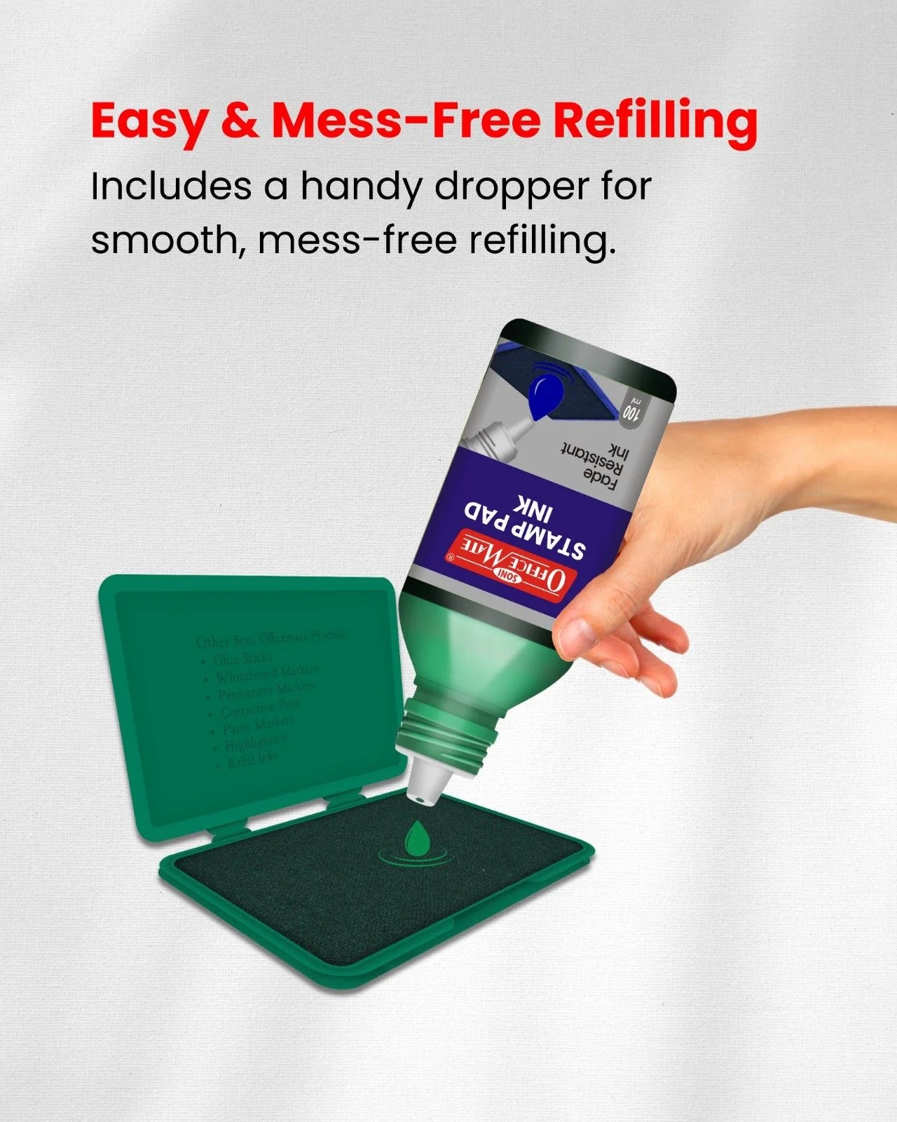 Stamp Pad Refill Ink – 100 ml, Long-Lasting Impressions, Quick-Drying Ink for Any Project