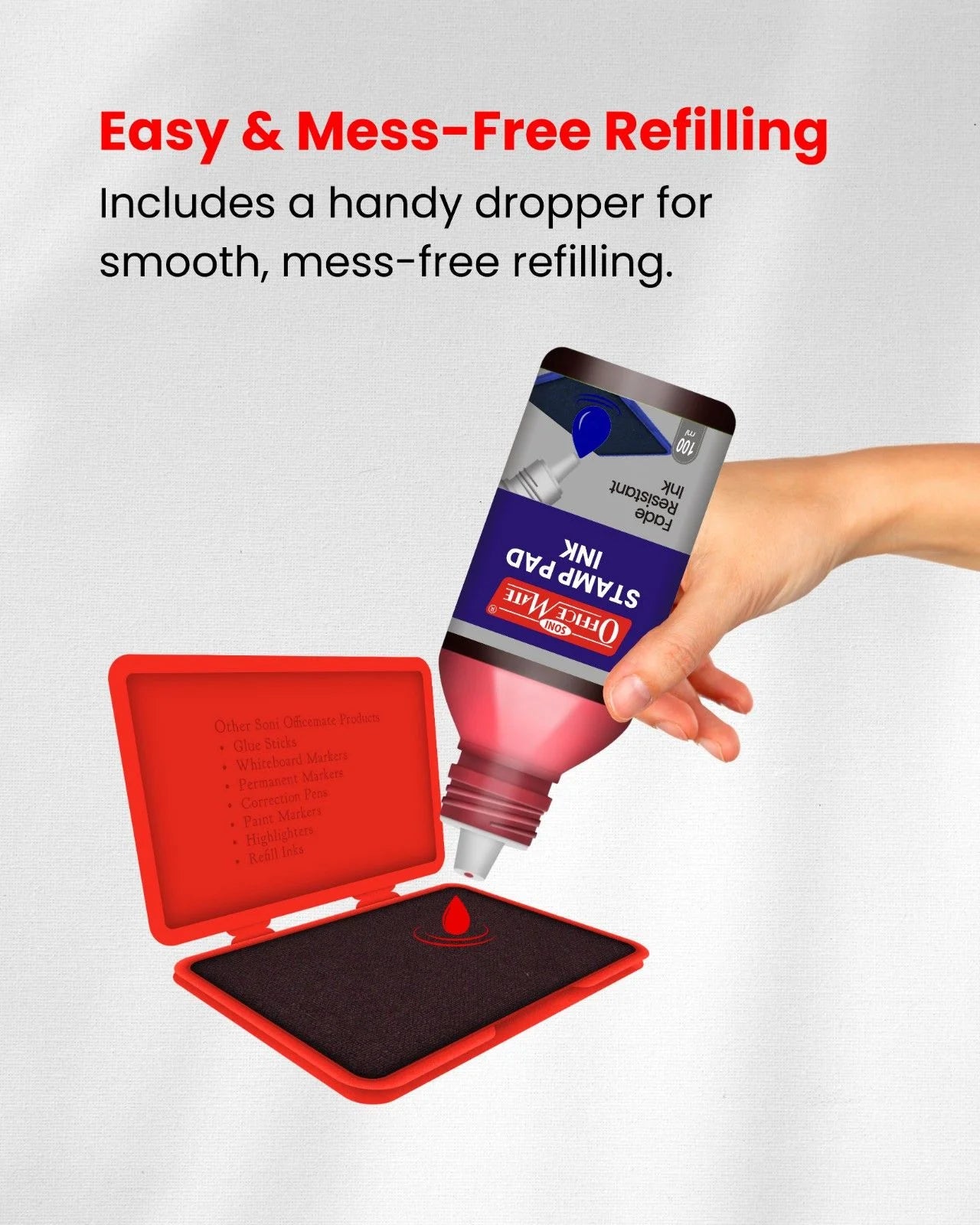 Stamp Pad Refill Ink – 100 ml, Long-Lasting Impressions, Quick-Drying Ink for Any Project