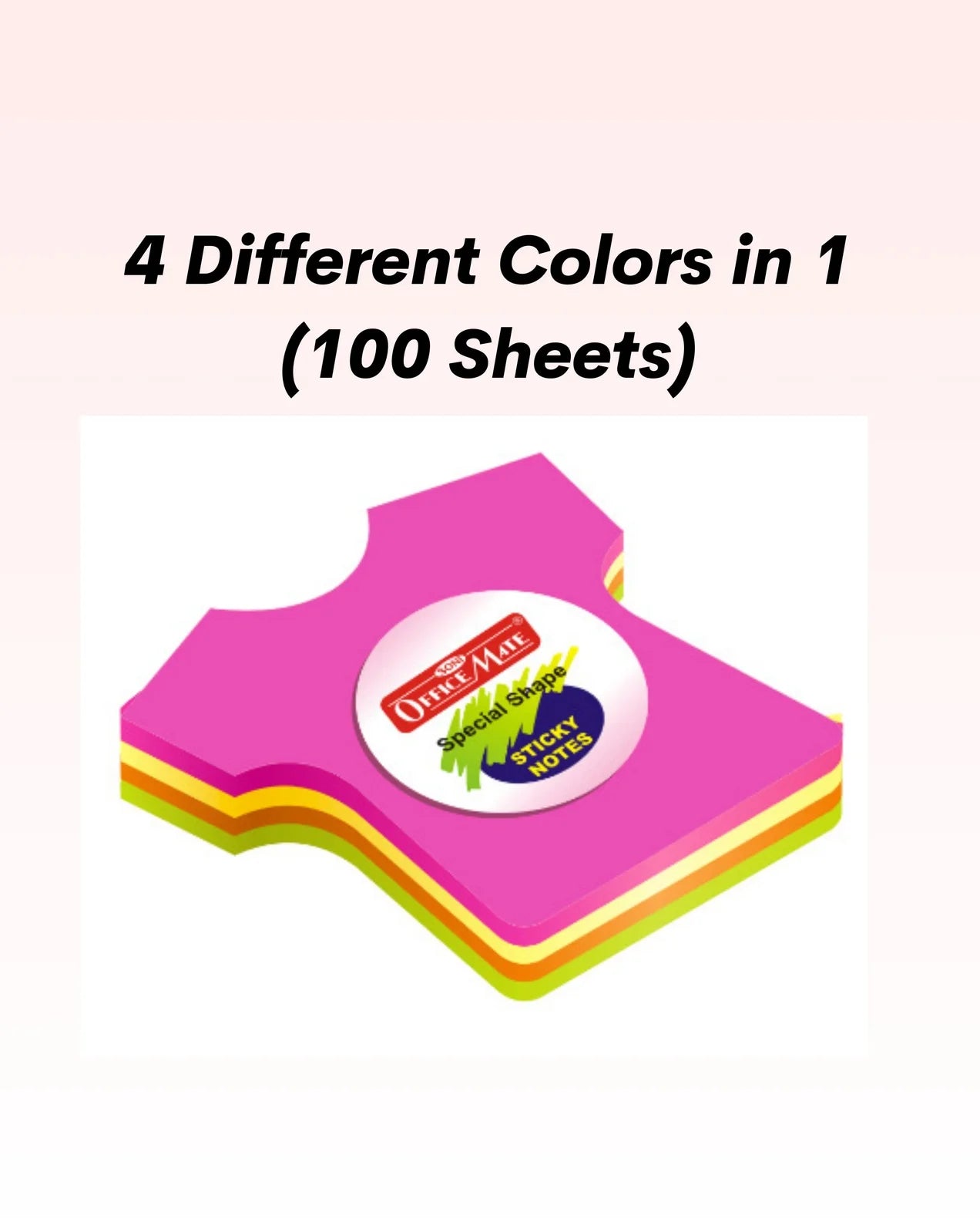Multi-Shape Fluorescent Sticky Notes – 100 Sheets, Bright and Colourful Designs, Effective Note-Taking & Organizing